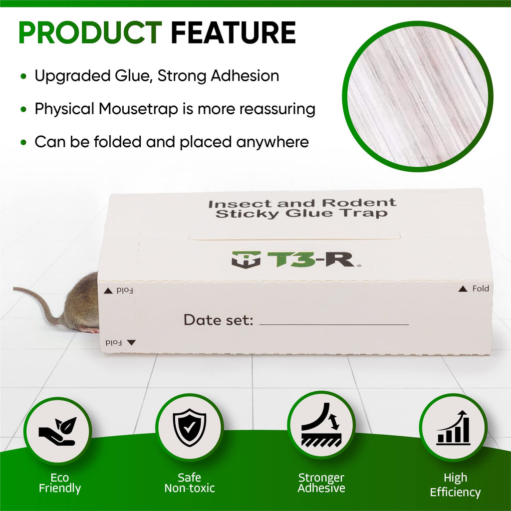 T3-R Sticky Large Rat & Mice Glue Traps | Mouse and Insect Glue Boards | Disposable Non-Toxic Glue Traps for Mice and Rats | Peanut Butter Scent Sticky Traps (36 Pack)