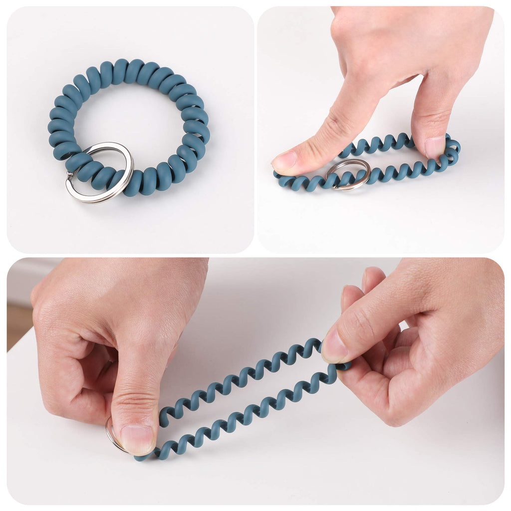 6PCS Stretchable Wristband Wristlet Keychain Wrist Key Chain Wristlet,Spring Flexible Spiral Wrist Coil Wrist Key Holder Key Ring for Sauna Gym Pool ID Badge and Outdoor Sports