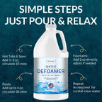Hot Tub Defoamer - Pool, Fountain, Spa Anti Foam Defoamer -1/2 Gallon (64 oz.)- Eco Friendly & Safe Water Anti Foam - Quickly Removes & Prevents Foam - Silicone Emulsion HotTub Chemicals Made in USA,