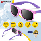 Kids Sunglasses Polarized UV Protection Flexible Rubber Glasses Shades with Strap for Boys Girls Pink