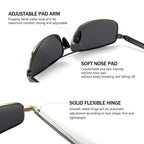 Ultra Lightweight Rectangular Polarized Sunglasses Men UV400 Protection (Gunmetal Frame Gray Lens, 62) Metal Frame SGT458 QKH-CA