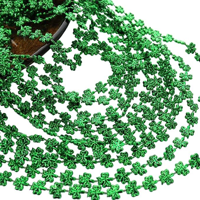 GIFTEXPRESS Green Shamrock Bead Necklaces - 72 Piece Party Favor Clover Beads for Men, Women & Kids - 33" Plastic Decoration Beaded Necklace - Bulk Pendant Accessories for St. Patricks Day, Mardi Gras & Christmas