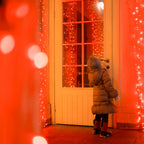 Twinkle Star 300 LED Window Fairy Curtain String Lights, 8 Modes Fairy Lights for Halloween Christmas Bedroom Wedding Party Home Garden Outdoor Indoor Wall Decorations, Red