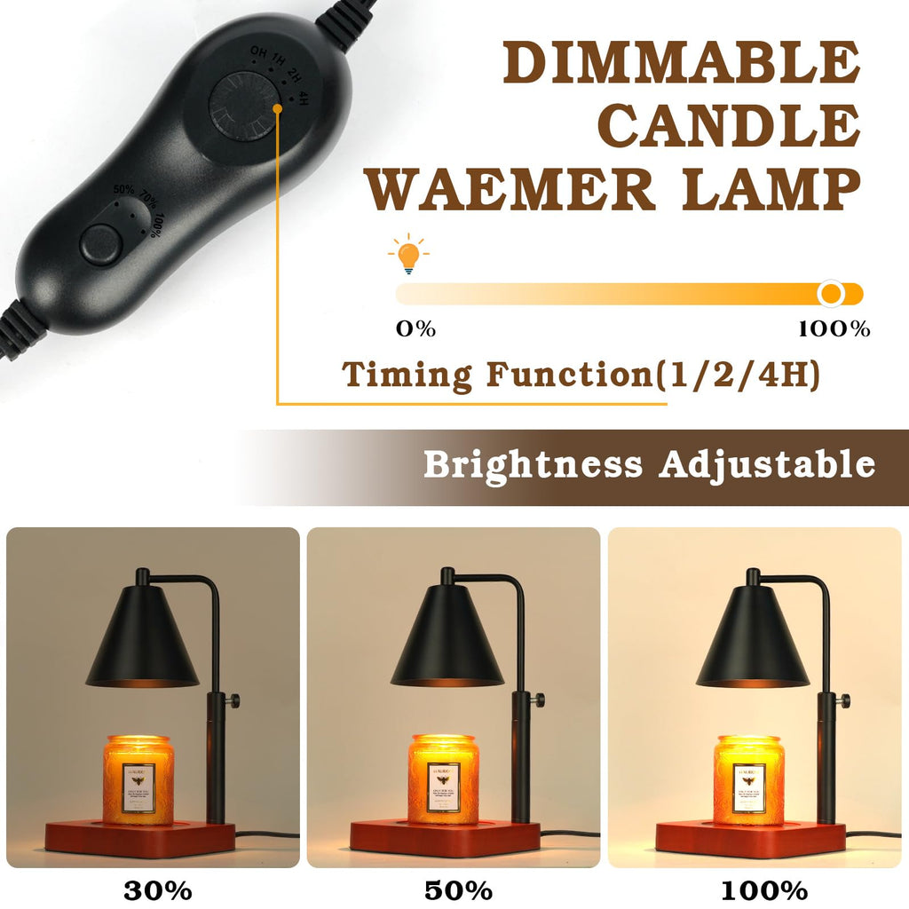 Modern Candle Warmer Lamp with Timer, Black Candle Lamp Warmer for Jar Candle, Women Gifts for Christmas, Adjustable Metal Candle Lamp Dimmable, Mom Xmas Gift Ideas, Home Decor for Bedroom Living Room