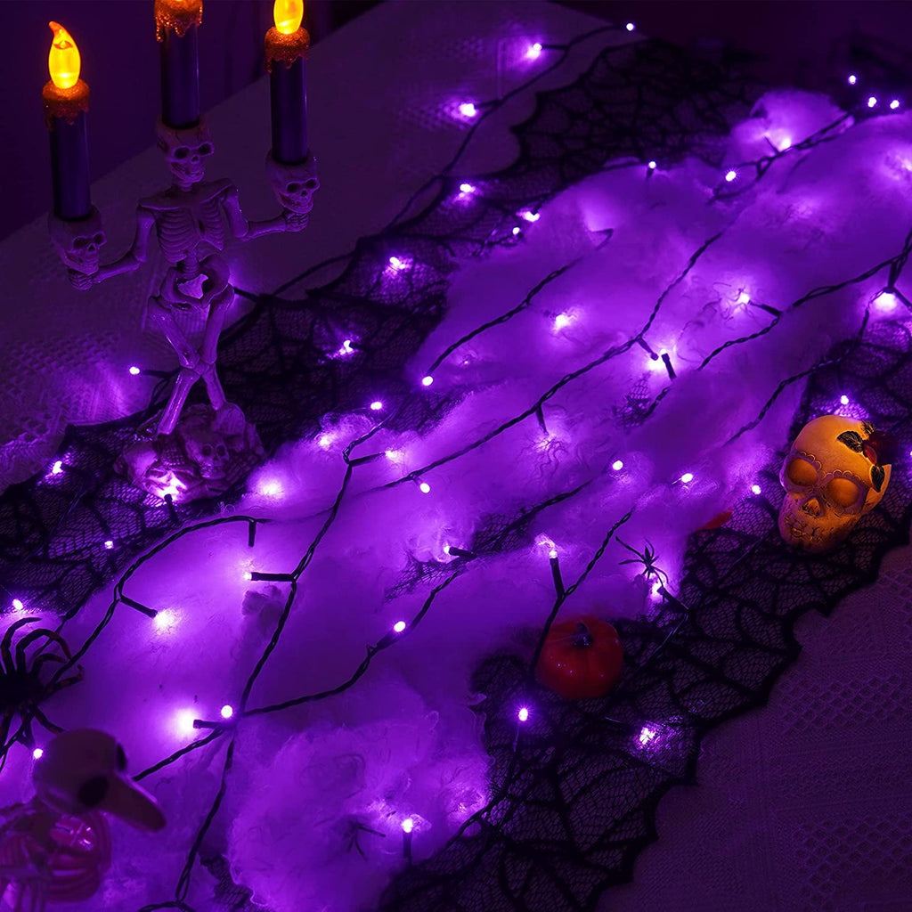 YEGUO Purple Halloween Lights, 165ft 500 LED String Lights Outdoor, Christmas Lights Indoor, Green Wire Twinkle Lights Plug in for Party Tree Halloween Decor