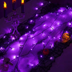 YEGUO Purple Halloween Lights, 165ft 500 LED String Lights Outdoor, Christmas Lights Indoor, Green Wire Twinkle Lights Plug in for Party Tree Halloween Decor