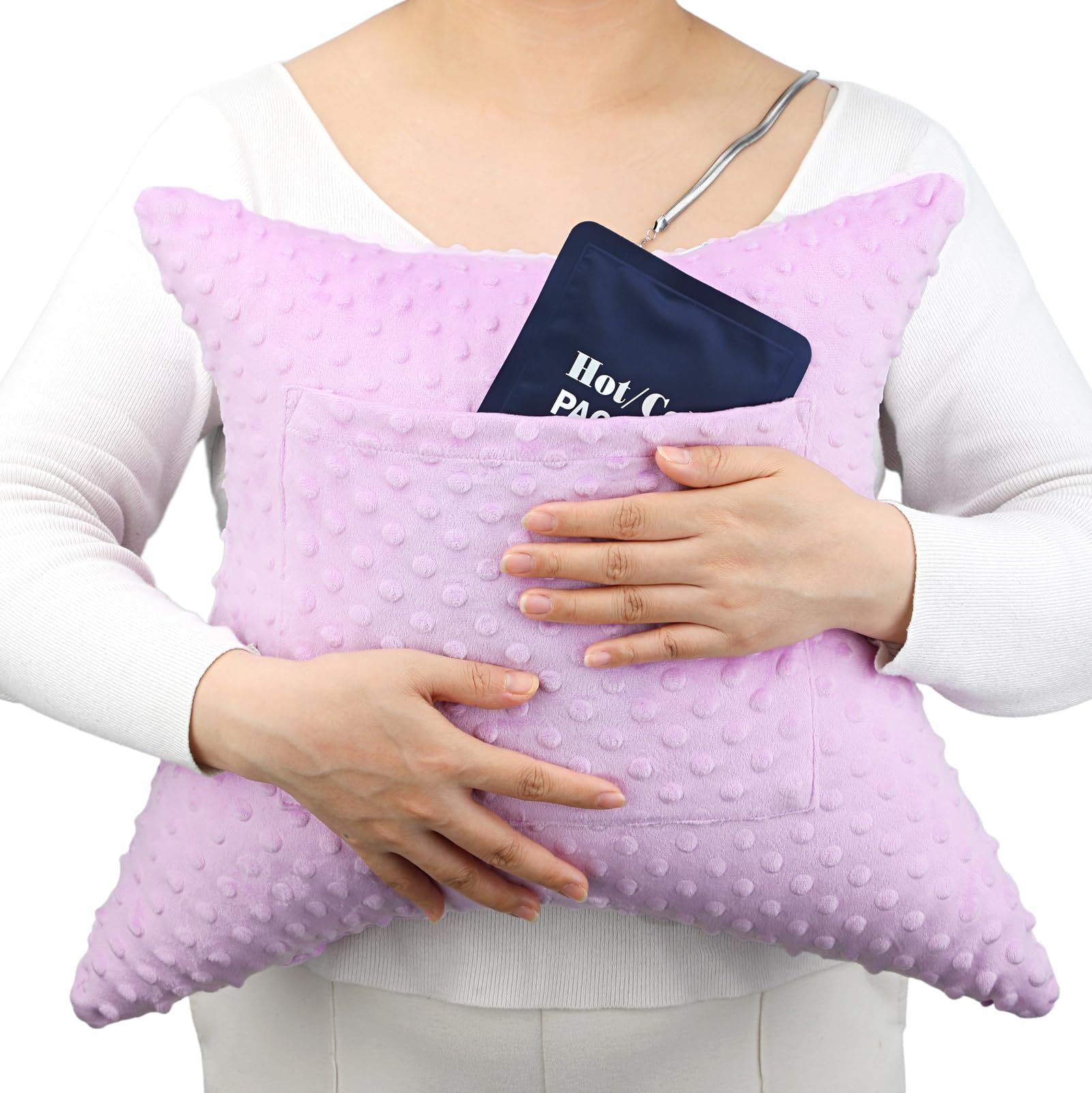 Heart Pillow for After Heart Surgery Cardiac Cough Cushion with 2 Pockets Pacemaker Bypass Must Have Recovery Gifts Minky Dot Lavender