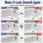 Tub Repair Kit White, Tub Chip and Bathtub Repair Kit for Enamel, Fiberglass, Acrylic, Porcelain, Patch and Repairs Chips, Crack, Scratches, Rust, Holes on Tubs, Toilet, Sink, Shower, Tray in Bathroom