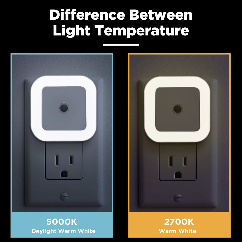SYCEES Plug-in LED Night Light with Dusk to Dawn Sensor for Hallway, Stairs, Bathroom, Kitchen, Bedroom, Nursery, Kids Room, Daylight White, Pack of 6