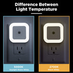 SYCEES Plug-in LED Night Light with Dusk to Dawn Sensor for Hallway, Stairs, Bathroom, Kitchen, Bedroom, Nursery, Kids Room, Daylight White, Pack of 6