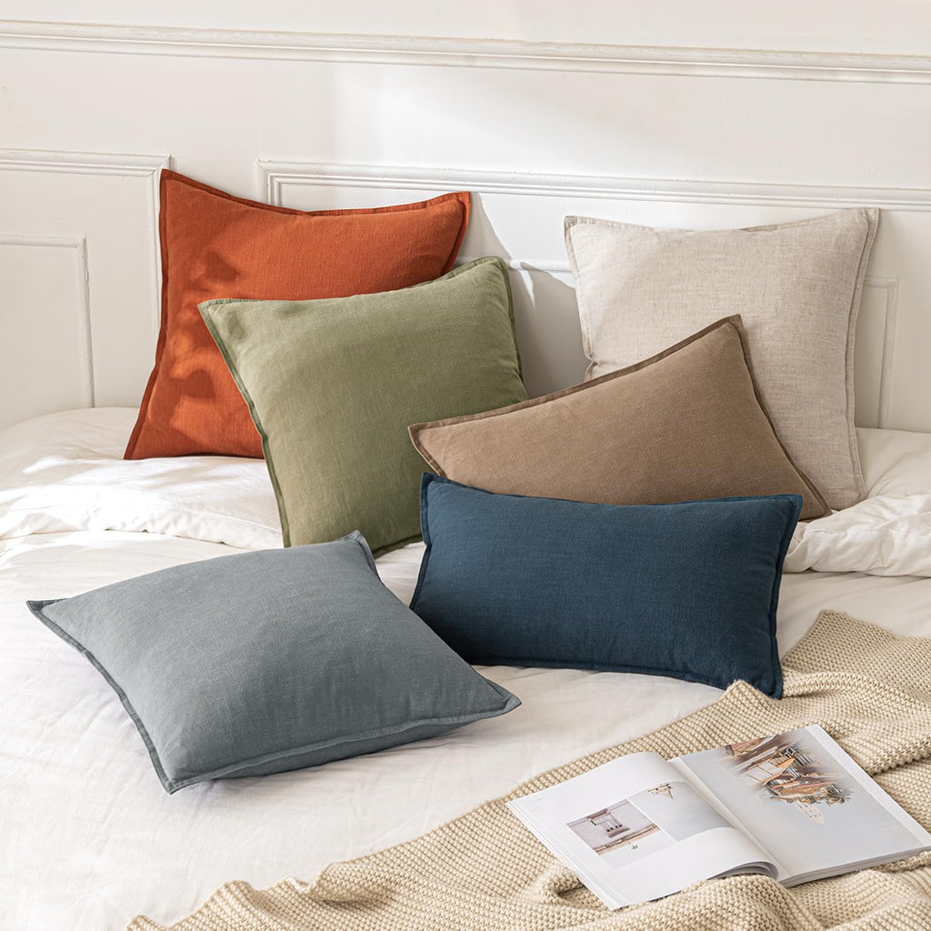 MIULEE Linen Pillow Covers 20x20 Inch Natural Beige Decorative Throw Pillow Covers Pack of 2 Soft Accent Farmhouse Couch Christmas Pillowcases Modern Home Decors for Sofa Cushion Living Room Bed