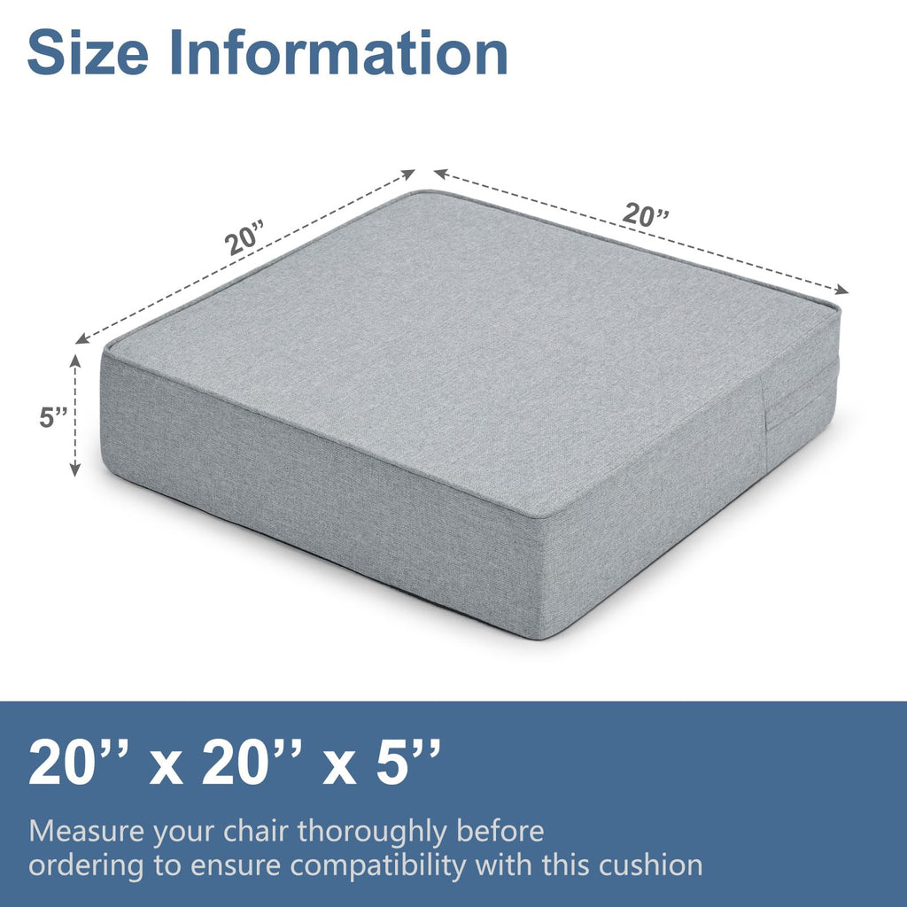 Shinnwa Gel Memory Foam Recliner Cushion for Elderly, Extra Large Seat Cushion, Dual-Layer Foam Chair Pad for Couch, Armchair, Wicker Chairs, Floor, 20 × 20 × 5in, Light Gray