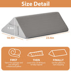BIEEZZK Knee Wedge Pillow, Knee Pillows for Knee Pain, Leg Wedge for Knee Surgery Recovery, Memory Foam Triangle Pillow for Leg, Back Support, Sciatica Knee Hip Ankles Back Pain Relief Grey