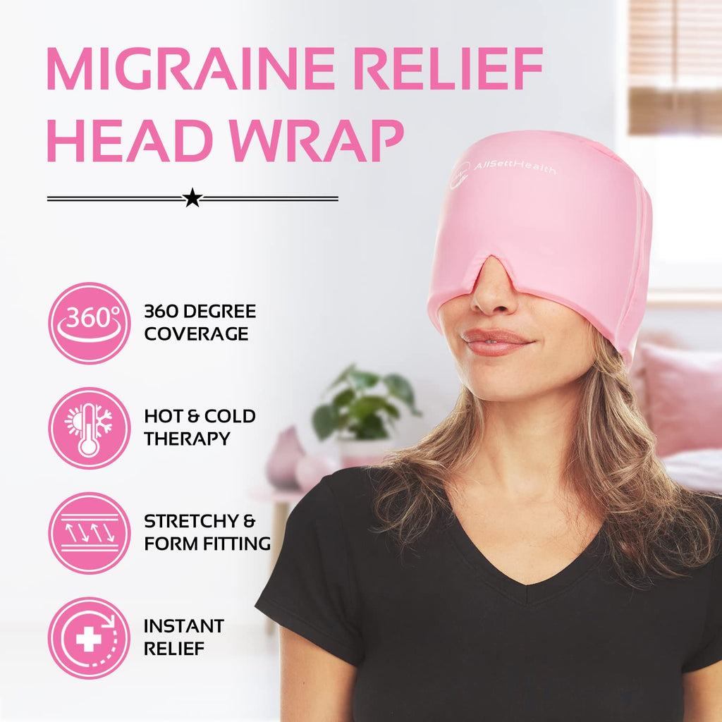 Migraine Relief Cap Ice Head Wrap Headache and Migraine Hat | Headache Relief with Hot/Cold Gel Head Ice Pack with Face and Eye Headache Mask Compress