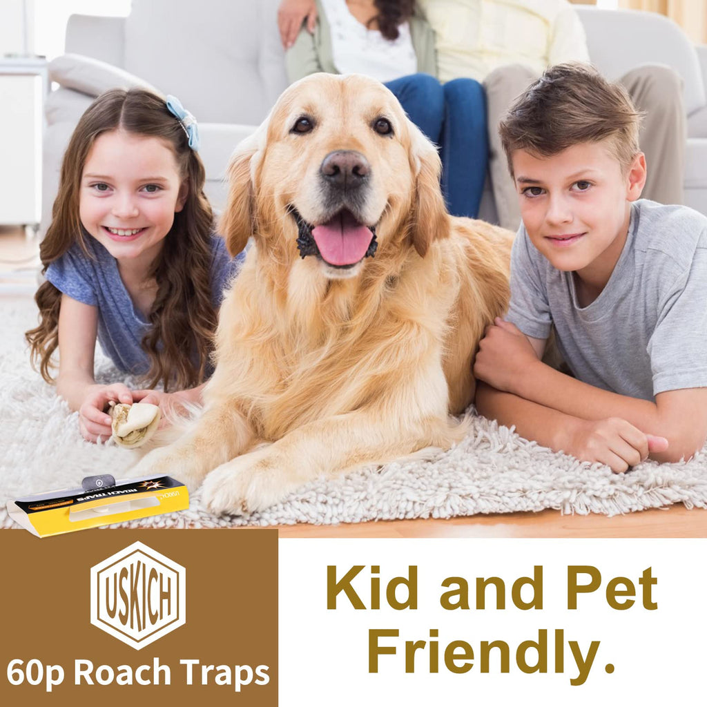 Roach Killer Indoor Infestation,Roach Traps,Cockroach Killer Indoor Home,Sticky Glue Roach Traps,Roach Motel,Child & Pet Friendly(60 Pack)
