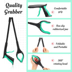 6 Pack Grabber Reacher Tool for Elderly, 32" Foldable Pick up Stick Grabber Long Handy Mobility Aids Lightweight Reaching Tool for Trash Claw Pick up Stick Arm Extension Litter Picker, 5 Color (Black)