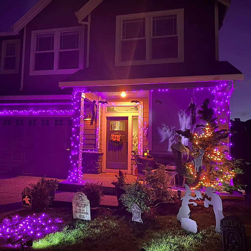 JMEXSUSS 600 LED Purple Halloween Lights Outdoor, 8 Modes Purple String Lights Indoor, 168ft Purple LED Christmas Lights Plug in for Bedroom Fireplace Party Halloween Christmas Tree Decorations