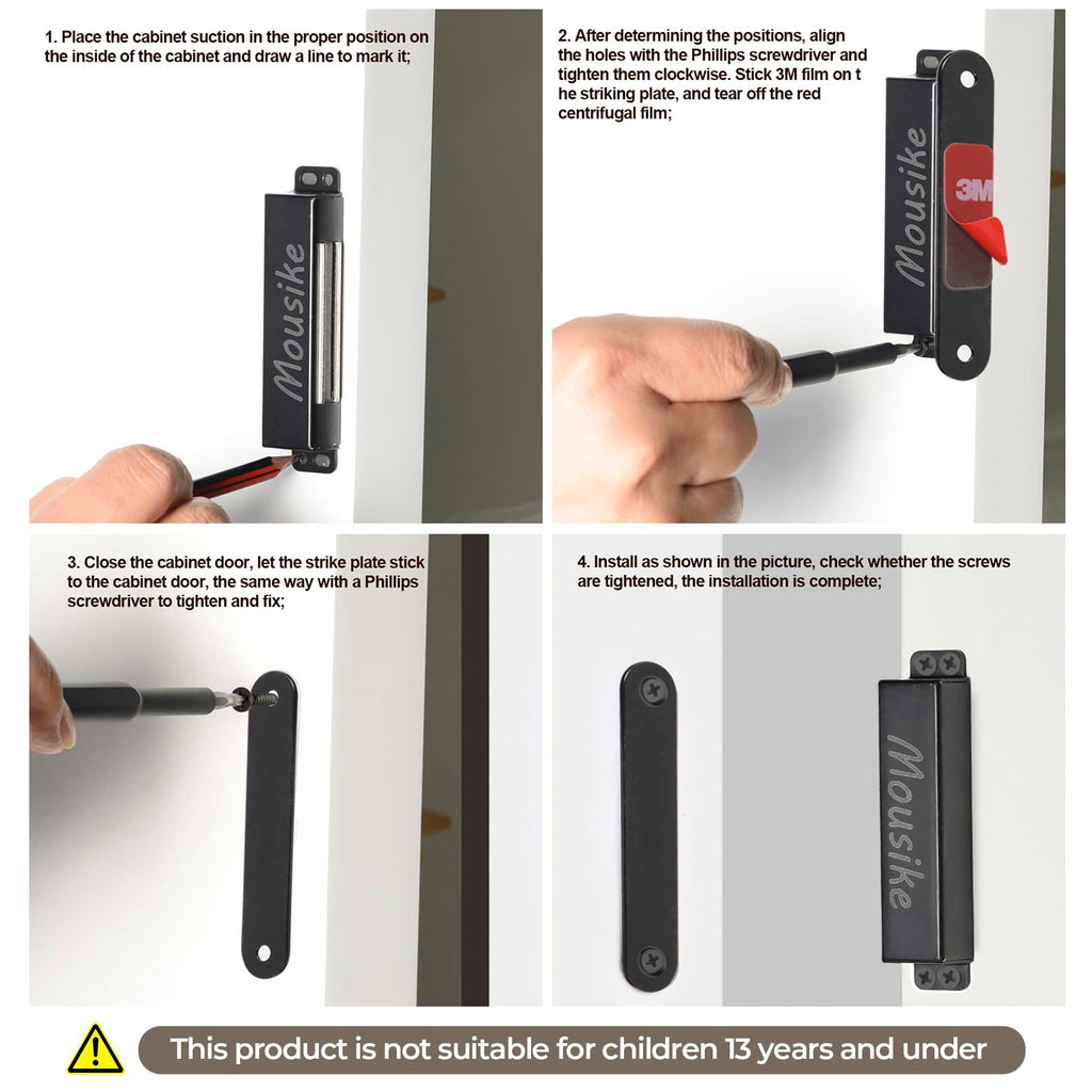 Mousike Magnetic Door Catch Heavy Duty 90lb Door Magnets with Strong Magnetic for Kitchen Cupboard Wardrobe Closet Cabinet Door Drawer Latch