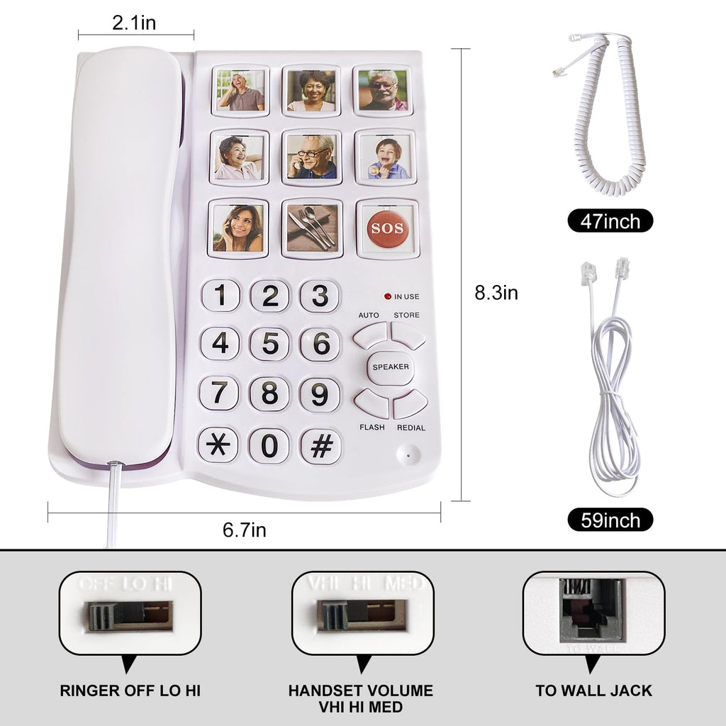 It can Edit 9 one Touch Memory Speed Dialing and Images, Elderly Image Phone, Phone for Patients with Alzheimer's Disease and Enlarged Phone for Patients with Hearing Impairment