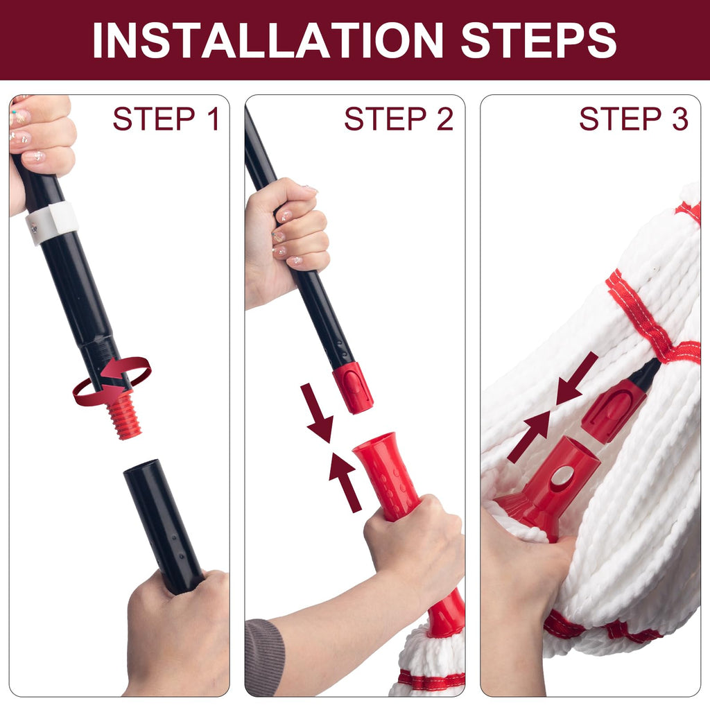 KeFanta Self Wringing Mop for Floor Cleaning, Microfiber Floor mop with 57 " Long Handle, Easy Wringing Mop for Kitchen Hardwood Bathroom Garages Warehouses Vinyl Tile Laminate Home Office