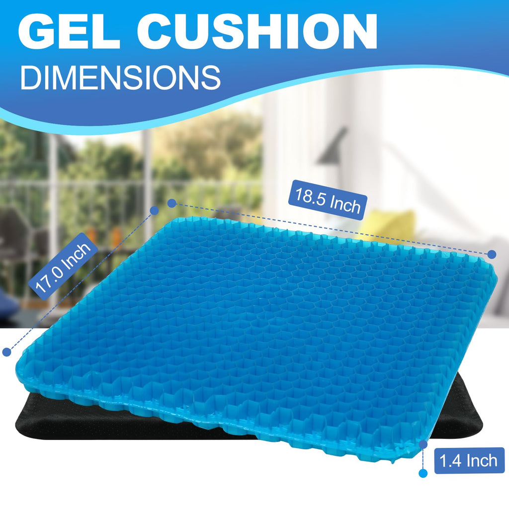 LYUANEC Gel Seat Cushion for Long Sitting, (18.5 Inch Extra Large Cushion) Soft＆Breathable Gel Cushions for Pressure Relief, Wheelchair Seat Cushions, Honeycomb Seat Cushions, Office Chair Cushions