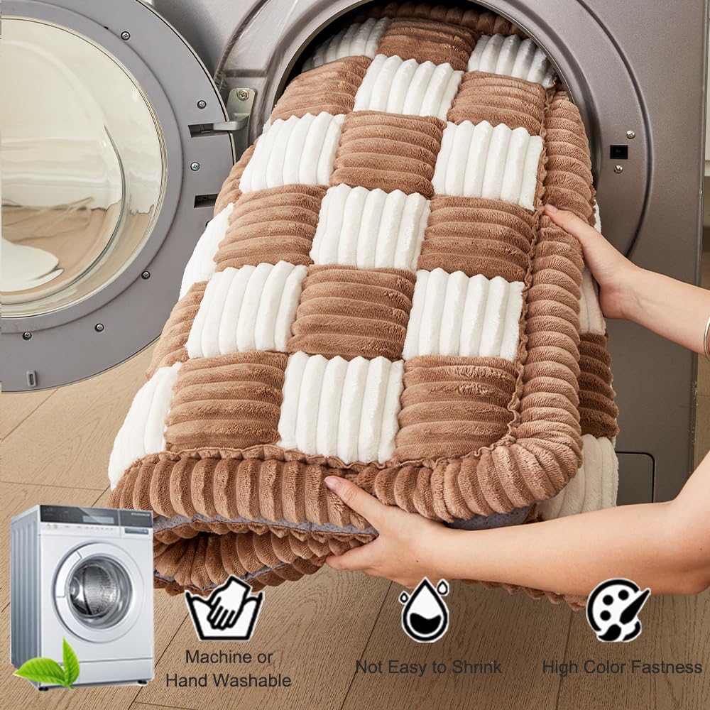 Awjcsv Fuzzy Pet Couch Covers for Sofa, Non Slip Sofa Cover for 3 Cushion Couch Sofa Pet Friendly, Pet Sofa Covers for Furniture (Dark Brown, 27.6" x 59.1")