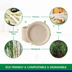 JOLLY CHEF Compostable Heavy Duty Plates 9 Inch [100 Pack] Eco-Friendly Disposable Natural Paper Plates Bagasse Biodegradable Plates Bulk for Party Dinner Sugarcane Fibers Round Plates(Brown)