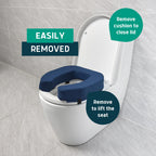 Lunderg Toilet Seat Riser for Seniors - Adds 3 inches. Universal Fit - FIRM Raised Toilet Seat Cushion with High-Density Foam for enhanced Comfort & Elevation. Post-Surgery Must have (Blue)