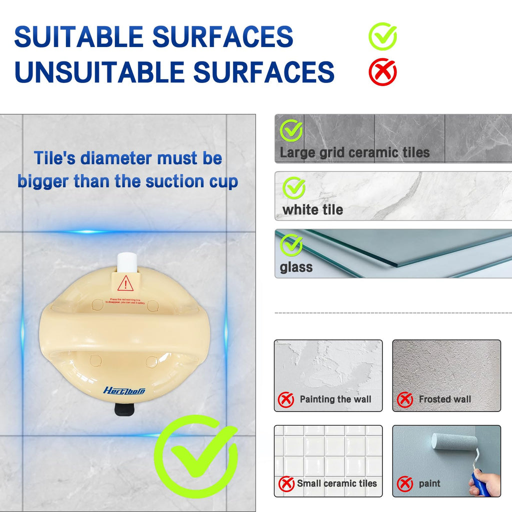 Shower Grab Bars, Drill-Free Shower Grab Bars for Seniors, Shower Handle for Elderly, Post-Surgery, Pregnant, Cream