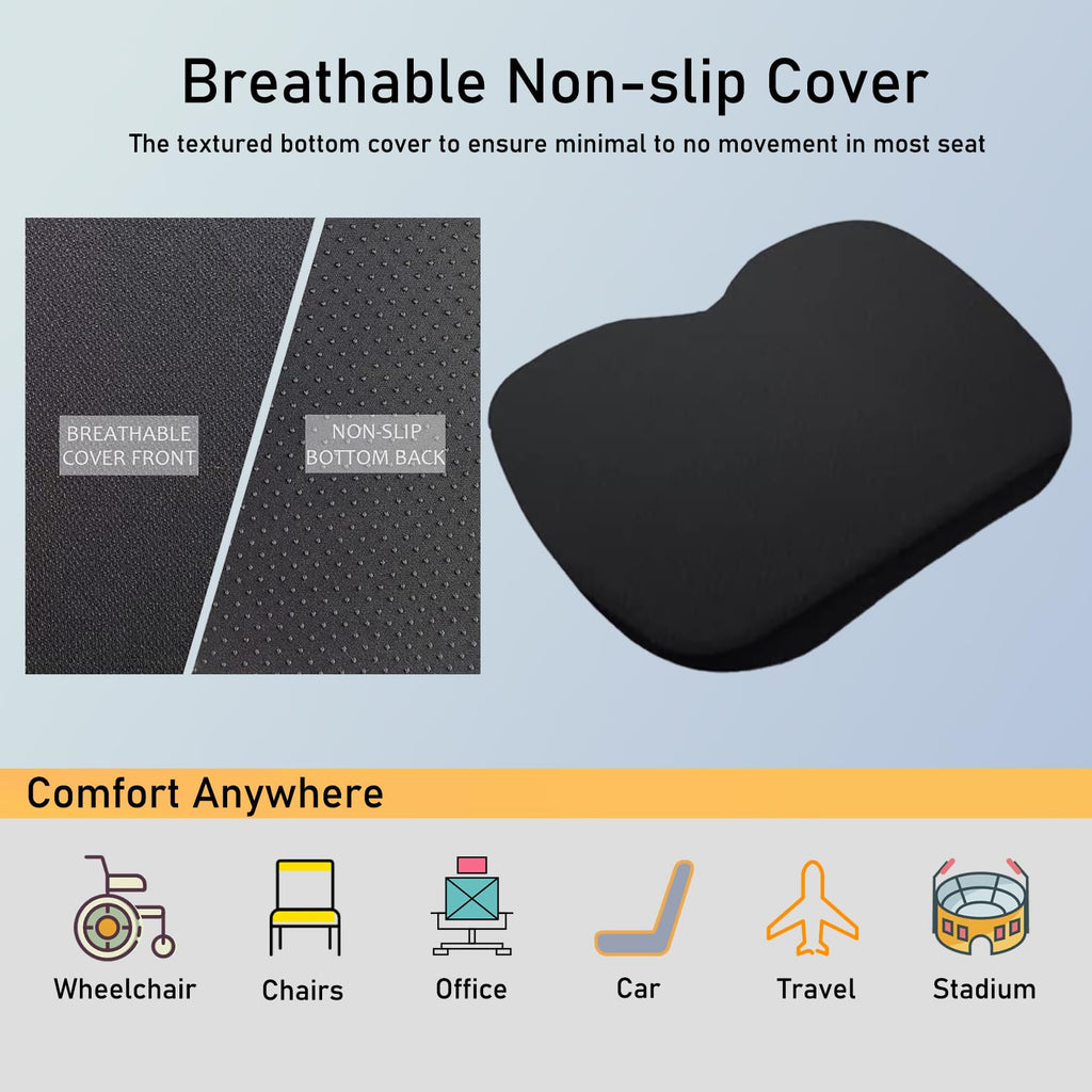 Ergonomic Gel Seat Cushion for Office & Car - Breathable, Cooling, Sciatica & Back Pain Relief, Large Size (18x15x2 Inches)