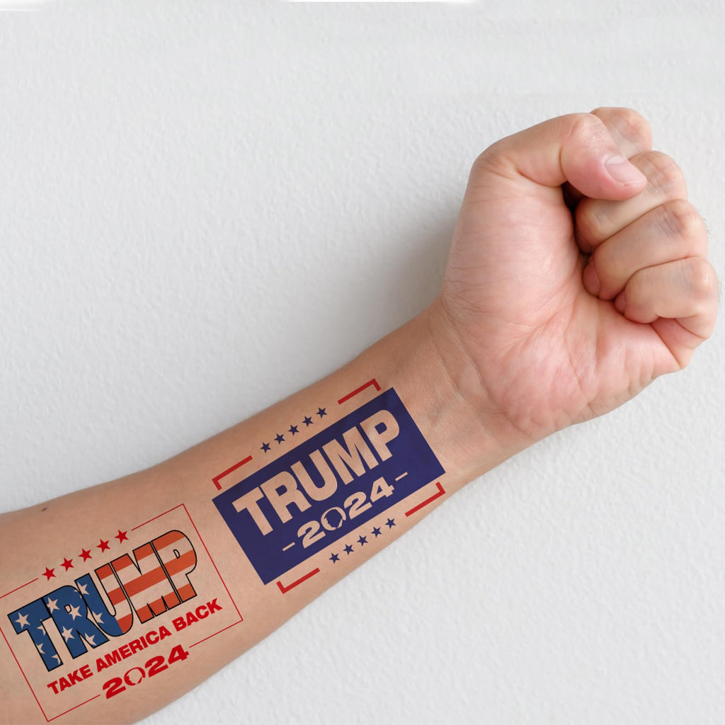 Double Sided 2024 Trump Yard Signs, 17" X 13" Trump 2024 Yard Sign, Take America Back Trump Signs for Yard Metal H-Frames, 2pcs Small Trump Flag, 4pcs Trump Tattoos