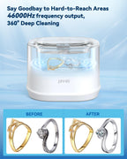 Ultrasonic Jewelry Cleaner, Phniti 46kHz Professional Portable Ultrasonic Retainer Cleaner Machine with Timer for Dental Retainer, Mouth Guard, Watch, Ring, Diamond - Household Use, White