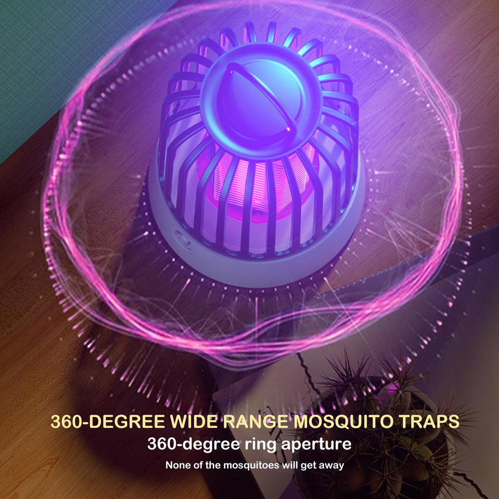 Bug Zapper Indoor or Outdoor, Rechargeable Mosquito Zapper Control Insect Fly Zapper, USB Rechargeable Mosquito Repellent Outdoor Bug Zapper, Ultraviolet and Security Grid, for Bedroom, Grey