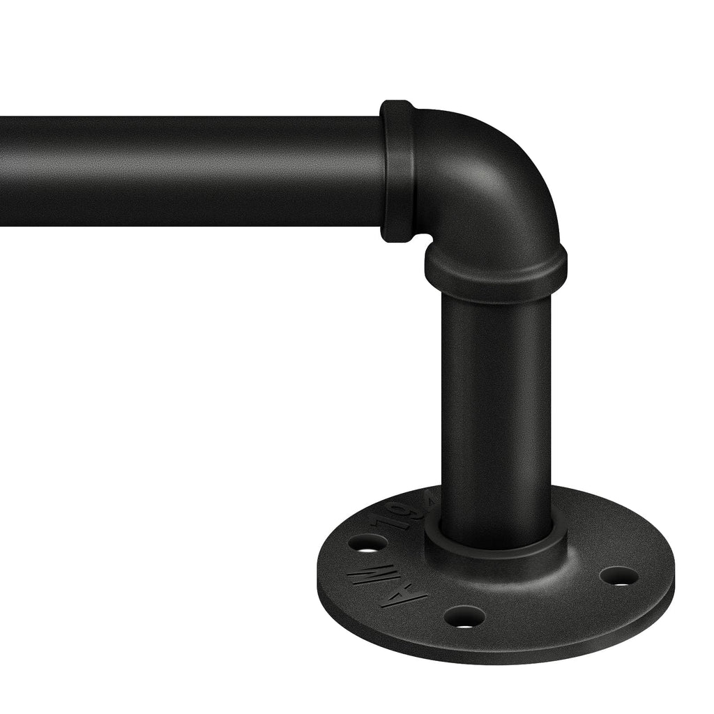 Curtain Rods for Windows 48 to 84, 1 Inch Industrial Wrap Around Black Curtain Rod, Indoor/Outdoor Room Divider Adjustable Drapery Pole, 48"-86"