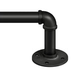 Curtain Rods for Windows 48 to 84, 1 Inch Industrial Wrap Around Black Curtain Rod, Indoor/Outdoor Room Divider Adjustable Drapery Pole, 48"-86"
