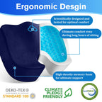 CushyOasis Seat Cushion, Chair Cushions, Office Chair Cushions, Anti-Slip Bottom & Removable Cover Tailbone Pain Relief Cushion, Memory Foam Seat Cushion, 5.28 in Thick (Blue)