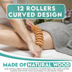 COZLOW 6-in-1 Wood Therapy Massage Tools, Professional Maderoterapia Kit for Body Shaping & Sculpting, Lymphatic Drainage Massage Rollers w/Wooden Cup & Scraper for Reducing Cellulite Appearance