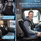 QUTOOL Lumbar Support Pillow for Car/Office Chair, Memory Foam Back Cushion for Car Seat, Back Pain Relief Adjustable Strap and Washable Cover, Lower Back Pillow Fits Most Cars, Trucks (Black)