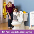 Little2Big Toilet Seat with Built-In Toddler Potty Training Seat, Slow Close, Easy to Install, Made in USA, ELONGATED, White