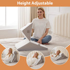 BIEEZZK Orthopedic Bed Wedge Pillow Set 3Pcs, Memory Foam Wedge Pillow for sleeping, Body Pillow Post Surgery for Back,Neck,Leg and Knee Support,Triangle Pillow for Acid Reflux,Snoring,White/Grey