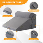Ruqmuis 3PCS Wedge Pillow Set for After Surgery, Wedge Pillow Headboard, Adjustable 9&12 Inch Bed Pillow Wedge for Sleeping, Acid Reflux, Orthopedic Pillow Wedge for Back Pain Relief, Gerd, Velvet