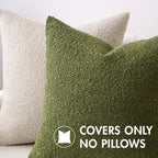 MIULEE Set of 2 Olive Green Throw Pillow Covers 18x18 Inch Decorative Couch Pillow Covers Textured Boucle Accent Solid Christmas Pillow Cases Soft for Cushion Chair Sofa Bedroom Livingroom Home Decor