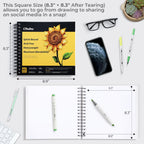 Art Marker Paper Pad, Ohuhu 8.9"x8.3" Portable Square Size, 120 LB/200 GSM Drawing Papers, 60 Sheets/120 Pages, Spiral Bound Drawing Book for Alcohol Markers Christmas Gift