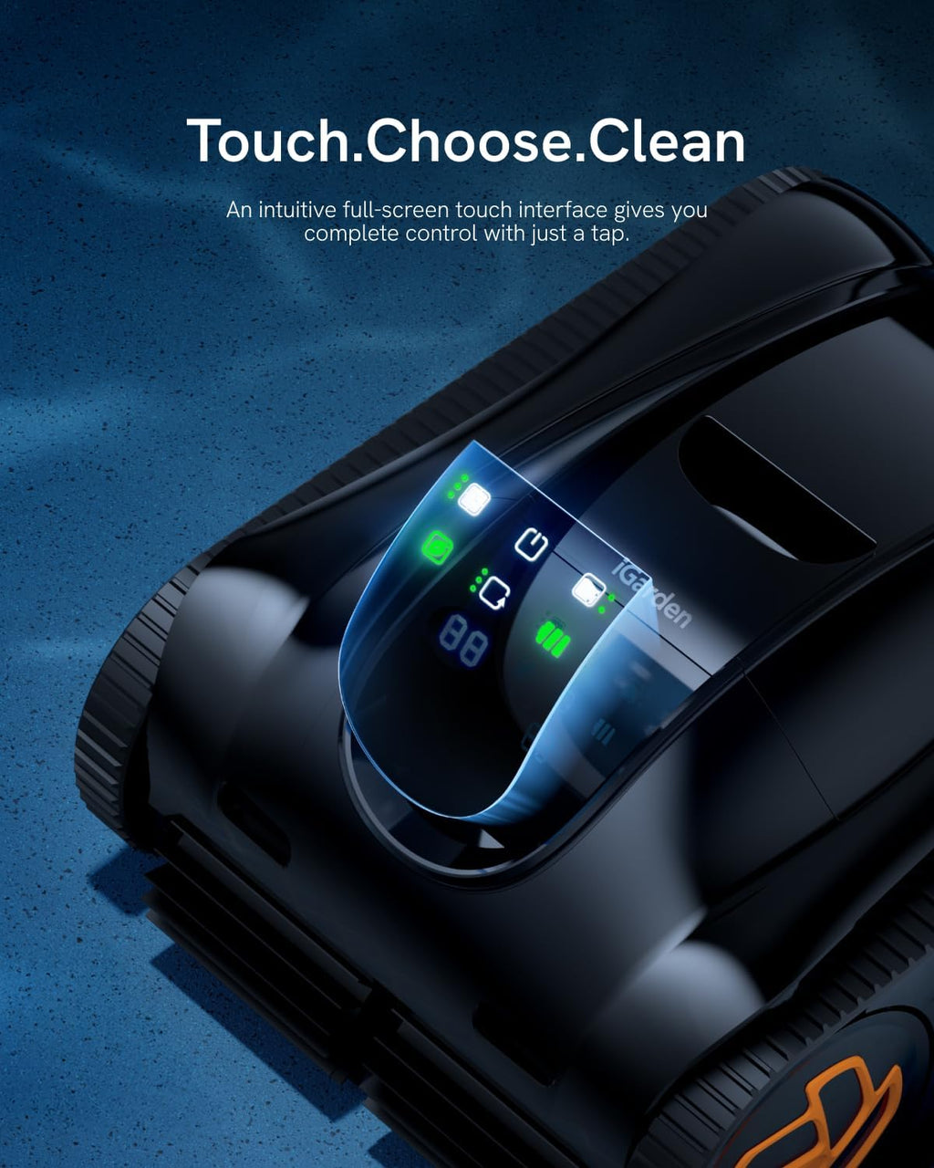 iGarden Pool Cleaner K Series, 6H Cordless Robotic Pool Vacuum for Inground & Above Ground Pools, AI Timer, Smart Navigation, Floor, Walls&Waterline Scrubber, Touchscreen, Auto-Parking