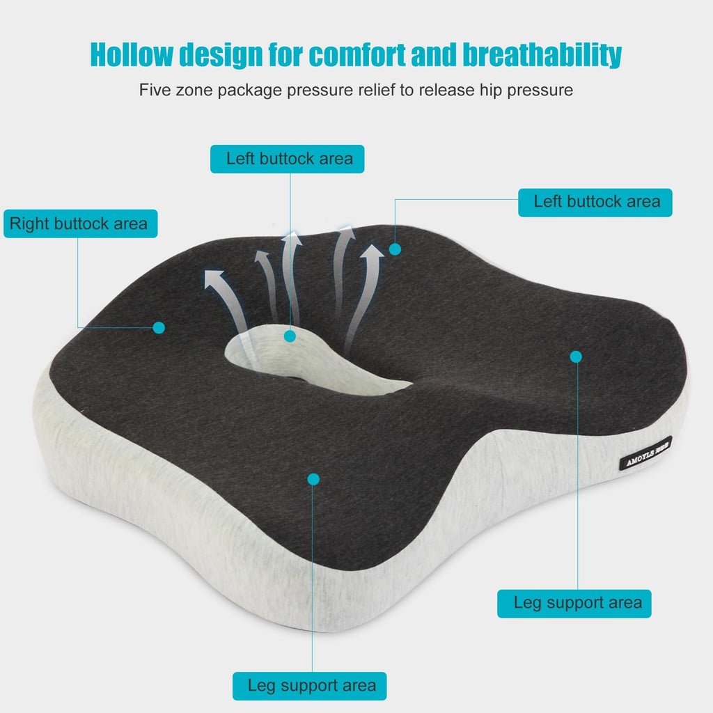 Karmadrenix Coccyx Seat Cushion, Sciatica Pain Relief Tailbone Cushion for Office Chair, Car Seat, and Home Seat, Office Chair Cushions for Back and Butt