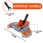 TidyMister Pool Vacuum Head with Side Brush,Universal Steering Handle & Universal Rotatable Hose Adapter,Swimming Weighted Pool Brush Vac (Safe for Vinyl Liner Pool) for Inground & Above Ground Pools
