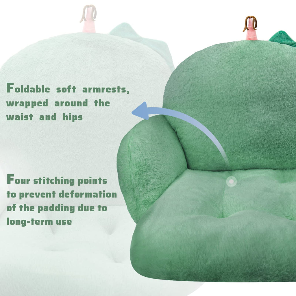 QYA Cute Chair Cushion, Soft Seat Cushions for Office Desk, Kawaii Chair Pillow for Gaming, Comfy Floor Seating for Adults, Bedroom Playroom Dining Living Room Decor, 17"x16.5", Green