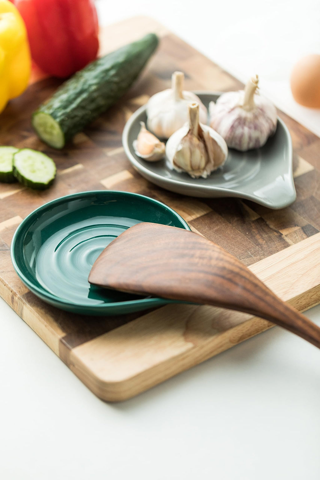 LAUCHUH Spoon Rest for Stove Top Cooking Spoon Holder for Kitchen Countertop Large Holder for Spatula, Spoons or Tongs, Farmhouse Decor, Christmas Gifts, Green