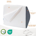 Knee Wedge Pillow 8'' for Post-Surgery Recovery - Leg Elevation Support for Sleep Position, Alleviating Lower Back & Hip Pain Enhancing Circulation in Ankles Legs Triangle Pillow with Removable Cover