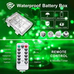 JMEXSUSS 2 Pack Green Fairy Lights Battery Operated, Total 200 LED 66ft Halloween String Lights with Remote, 8 Modes Green Christmas Lights for Bedroom St Patricks Day Halloween Decorations